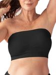 SHAPERMINT Convertible Strapless Bras for Women - Compression Wireless Bandeau Bra Top Black
