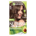 Garnier Nutrisse Ultra Crème, Permanent Hair Dye, 100% Grey Coverage, Vegan Formula, Nourished Hair, Long-Lasting Rich Colour, 60 Light Natural Brown, 1 Application, Packaging May Vary