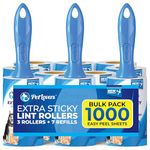 PetLovers Extra Sticky Lint Roller Bulk Value Set 3 Rollers 7 Refills 1,000 Sheets for Pet Hair Removal, Dog and Cat Lint Remover