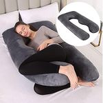 Ufurniture Pregnancy Pillow, U-Shaped Maternity Pillow with Removable Cover, Soft Full Body Pregnancy Pillow Support for Back, HIPS, Legs, Belly(135x70x18CM, Black)