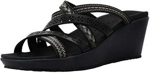 Skechers Women's Beverlee Tiger Posse Black/Black Wedge Sandal 9 M US