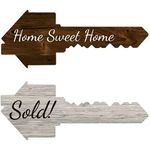 Real Estate Sold Sign | Extra Large Key Shaped | Double Sided | Real Estate Photo Props for Agents and New Home Owner | Real Estate Agent Gift and Closing Gift for Buyers (Home Sweet Home/Sold!)