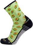 Zensah Limited Edition Running Socks - Fun and Crazy Mini Crew Compression Socks, Moisture Wicking and Anti Blister (Medium, Avocados-Lime Green)