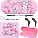 Cute Cartoon Kitty Hard Shell Eyeglasses Cases Protective Case with Glasses Cloth Storage Box Eyewear Retainer Holder for Girl Teen