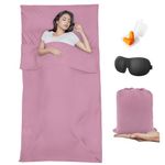 BREENHILL Sleeping Bag Liner，Camping Sheets & Travel Sheet, Hostels & Traveling Adult Sleep Sack for Backpacking, Hotels Lightweight Single & Double Camping Sleeping Bag Liners Pink