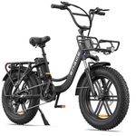 ENGWE MTB Electric Bike for Adults 20" Fat Tire E-Bike with 48V 13AH Battery, 7-Speed, Dual Shock Absorber Perfect for Commuting and Off-Road Adventures (Black-1)