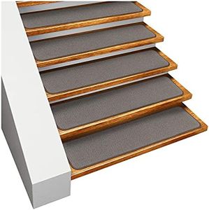 House, Home and More Set of 15 Skid-Resistant Carpet Stair Treads - Gray - 9 in. X 36 in. - Several Other Sizes to Choose from