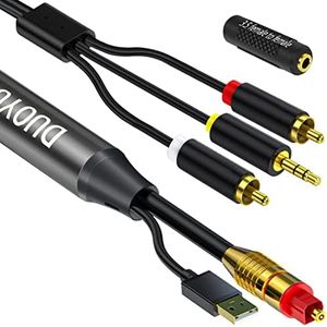 Digital Optical to Analog 3.5mm AUX Audio Cable, Optical to 2 RCA Adapter, All-in-one D/A Audio Converter, for TV/PS4/Xbox/DVD SPDIF/TOSLINK/Optical Port to Sound Box Amplifier Headphones (10ft).