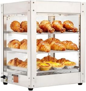 VEVOR 3-Tier Commercial Food Warmer Display, 800W Food Display Warmer with LED Light, Adjustable Shelf and Stainless Steel Frame, 86℉~185℉ Air Heating, 34L for Hamburger, Pizza, Bread, Fried Chicken