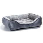 Nobleza Large Dog Bed, Super Soft Dog Beds Large Washable, Warm Comfy Plush Grey Dog Sofa Bed with Anti-Slip Bottom, Rectangle Washable Pet Bed for Large Dogs, 77x67x19cm