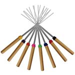 Marshmallow Roasting Sticks Set of 8 Telescoping Smores Skewers & Hot Dog Forks 32 Inch Patio Fire Pit Accessories Camping Cookware Campfire Cooking Kids Fireplace Accesories - Free Canvas Pouch