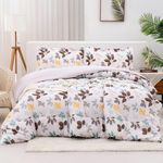 Mooreeke Full Double Comforter Set, Beige Botanical Leaf Printed Bedding Sets, 3 Pieces Vintage Comforters & Sets, 1 Soft Lightweight Microfiber Comforter and 2 Pillow Shams