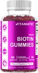 Vitamatic Biotin Gummies 10,000 mcg for Stronger Hair, Skin & Nails - 60 Vegan Gummies - Also Called Vitamin B7