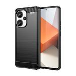 CoverLine Back Cover Carbon Fiber, Scratch Resistant, Shock Absorbing, Soft TPU Rubber Protective Case for Redmi Note 13 Pro+ - Black