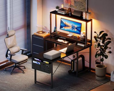 Coleshome L-Shaped Gaming Desk – Black Corner Computer Table