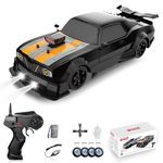 Sakeye 1/16 4WD RC Drift Car, 2.4GHz 4WD Remote Control Car, 18KM/H+ High Speed, LED Lights, Sprayer, Rechargeable Battery, Extra Tires, Unisex Children (8+), Black