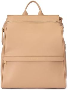 MIA + SOPHIA Leather Diaper Bag Backpack with Changing Pad, Stroller Straps, Bottle Holder (Brown Sophia)