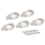 sourcing map Cup Drawer Pulls, Kitchen Cabinet Dresser Pull Handles Silvery, 2.71" Hole Centers, 5 Pack