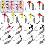 Crappie Jig Heads Hooks,15pack Under Spinner Fishing Jig Hooks Kit Assorted Color Crappie Lure Bass Lure 1/16oz, 1/8oz, 3/16oz with Fishing Box 1.75g - 15pcs