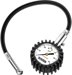 TireTek Tire Gauge 0-60 PSI - Tire Pressure Gauge for Truck, Car, Motorcycle, ATV, and SUV with Flexible Air Chuck and ANSI B40.1 Accuracy