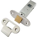 64mm Contract Standard Tubular Latch - Rounded Strike/Forend - Nickel Plated | Standard Interior Door Latch - Forends, Strike Plate, Dust box and Screws Included