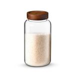 BERGNER Acadia Borosilicate 2600ml Glass Jar with Solid Wood Lid, For Storing and Preserving Sugar, Flour, Tea, Coffee, Spices, Biscuits, Oats | Airtight Multipurpose Glass Container for Kitchen