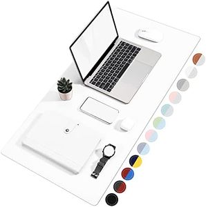 TOWWI Dual Sided Desk Pad, 36" x 17" Large Desk Mat, Waterproof Desk Blotter Protector Mouse Pad, Leather Desk Pad Large for Keyboard and Mouse (White/Silver)