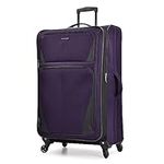 U.S. Traveler Expandable Softside Luggage with Spinner Wheels, Purple, Checked-Large (31-Inch)