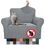 YEMYHOM Couch Cover Latest Jacquard Design High Stretch Sofa Chair Covers for Living Room, Pet Dog Cat Proof Armchair Slipcover Non Slip Magic Elastic Furniture Protector (Chair, Light Gray), Small