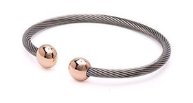 QRay Rose Gold Combo Deluxe Surgical Steel Golf Athletic Bracelet (Medium: 7"~7.75")