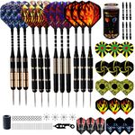 WELLFORM Darts Metal Tip Set, Steel Tip Darts Set 22g and 28g Professional Darts for Dartboard with Darts Guide and Darts Case, Aluminum Shafts, Brass Barrels, Extra Dart Flights, Dart Sharpener,etc.