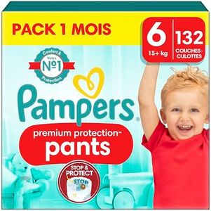 Pampers Pannolini per bambini, taglia 6 (15 kg+), protezione premium, extra large con borsa di protezione e blocco, confezione mensile, 132 pannolini