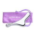 ASTRA BELLE Facial Sculpting Gua Sha & Eye Roller (De-puff + Lift + Contour) with Travel Pouch, Metallic