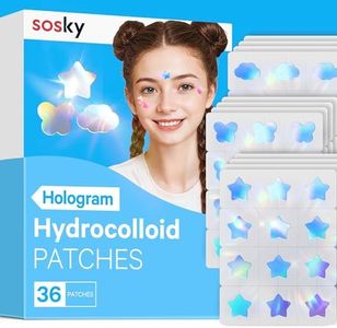Sosky Hologram Pimple Patches for Face, Hydrocolloid Acne Patches with Salicylic Acid, Cute Star Zit Stickers,Colorful Blemish Covers,36 Count Blue Star Cloud Butterfly