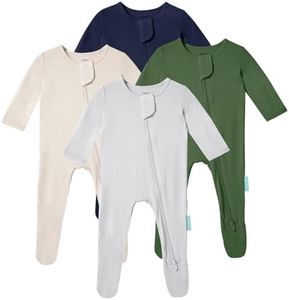 PurComfy Baby Zipper Footie Pajamas, Supersoft Bamboo Rayon Baby Footed Pjs Boy Girl 0-3-6-9-18-24 Month Coverall Sleepers