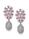 Priyaasi Pretty Pink Stone Earrings | Silver-Plated | Grey-Toned American Diamond Earrings for Women | Stylish Drop Earrings | Modern Party Earrings for Girls