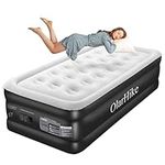 OlarHike Single Air Bed, Inflatable Mattress with Built-in Electic Pump, Self-inflating Folding Guest Airbed, Inflatable Air Mattresses For Camping or Home Use with Storage, 198x102x46cm(Black)