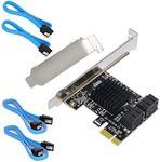 Ziyituod 4 Port SATA Card, PCIe SATA III Controller Card to 6GB/s Internal Adapter Converter | PCI Express SATA 3.0 Expansion Card, Support 4 SATA 3.0 Devices for Desktop PC/Server/NAS