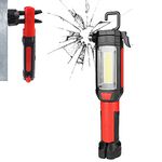 Maksone 9-in-1 Emergency Auto Tool with Flashlight, Window Breaker & Seat Belt Cutter, Magnetic LED Work Light with Hook for Car Repair, Camping, and Emergency Use (Battery Included) (1 Pack)