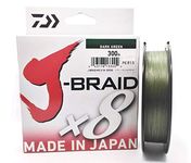 Daiwa J- Braid x8 – Fishing Line Braided Round, Dark Green, 0.18 mm, 12.0 kg/26.5Lbs, 300 m