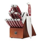 HENCKELS Statement 14 Piece Serrated Self-Sharpening Knife Block Set, Red - Razor Sharp, Durable, Professional Chef's Knife Set