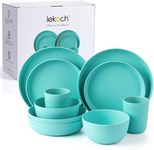 LEKOCH 10-Piece Bamboo Fiber Dinnerware Set,Eco-friendly Bamboo Tableware Set for 2 person,Including Plate,Bowl and Cup for RV,BBQ,RV,Camping,Wedding,Party,Gift (Navy)