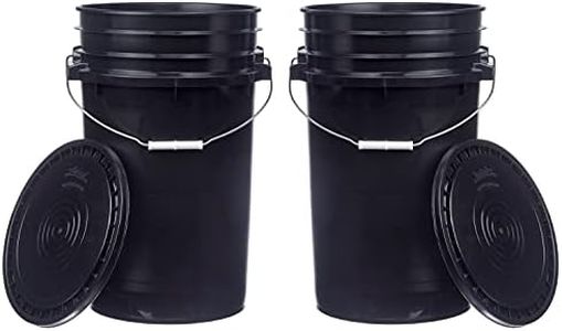 Hudson Exchange 7 Gallon (2 Pack) Large Bucket Pail Container with Easy Peel Lid, Food Grade BPA Free HDPE, Black