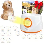 Automatic Dog Ball Launcher with 12 2.3" ETPU Balls, 3 Adjustable Distances 20-33-46ft Dog Ball Thrower, 6000mAh Rechargeable Interactive Dog Ball Launcher for Small/Medium Dogs (Orange)