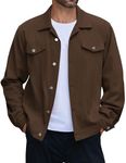 COOFANDY Men's Denim Cotton Jackets Brown Jean Jacket Lightweight Trucker Shirt Jackets Western Work Jackets