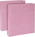 Paper Junkie 2 Pack Sparkly Pink 3 Ring Binder with 2 Inch Rings, Glitter File Folder Pockets for Office Supplies, Planner, Portfolio 350 Sheet Capacity (11 x 12 in) - Sparkle Binder - Glitter Binder