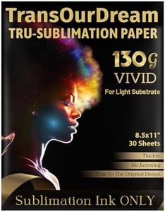 TransOurDream 130g Tru-Sublimation Paper for Inkjet Printers (Vivid, 8.5x11, 30 Sheets) Sublimation Heat Transfer Paper for Sublimation Ink ONLY