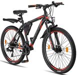 Licorne Bike Effect Premium Mountain Bike in 26 Inch Aluminium, Bicycle for Boys, Girls, Men and Women - 21 Speed Gears - Disc Brake Men's Bike - Black/Orange (2 x Disc Brakes)