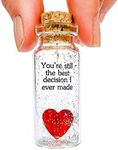 Anniversary Present for Her & Him, Romantic Gift for Boyfriend Girlfriend, Custom Message I Love You Gifts to Wife Husband (Heart - You're Still the Best Decision I Ever Made, Gift Bottle)