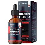 Biotin Liquid Drops - Vegan - High Strength 12,000mcg per Serving - Hair Growth Supplement - 4 Month Supply - 120 Servings - 60ml Dropper Bottle - Vitamin B7 - Fast Absorption - Made in UK by Balance